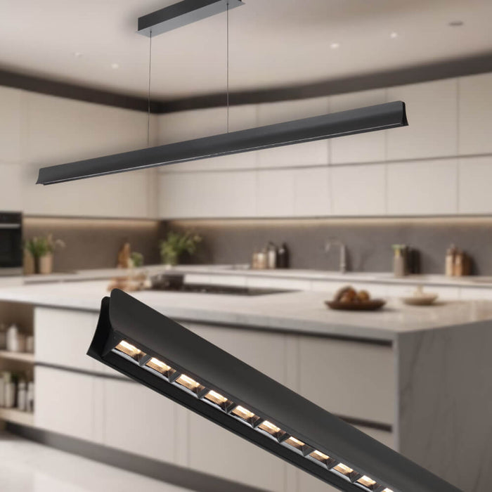 LUCID: 180cm Linear Pendant Light (Available in Black & Wood Tone)