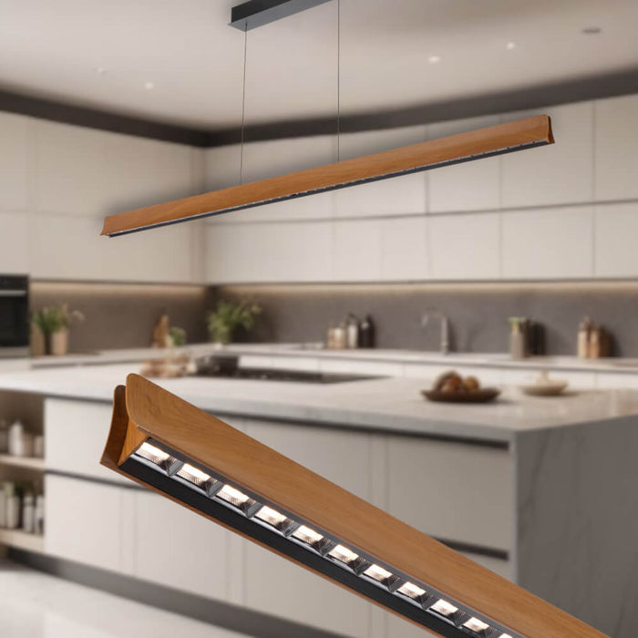 LUCID: 180cm Linear Pendant Light (Available in Black & Wood Tone)