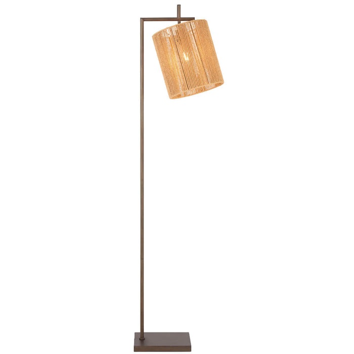 LYNDRA: Metal Floor Lamp with Natural Fiber Shade (Available in Black & Natural)