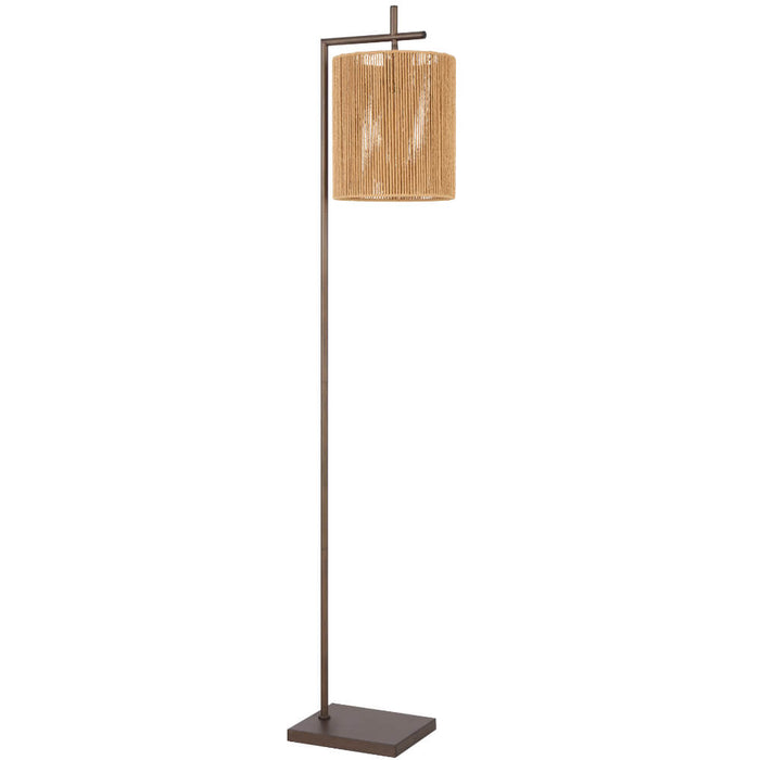 LYNDRA: Metal Floor Lamp with Natural Fiber Shade (Available in Black & Natural)