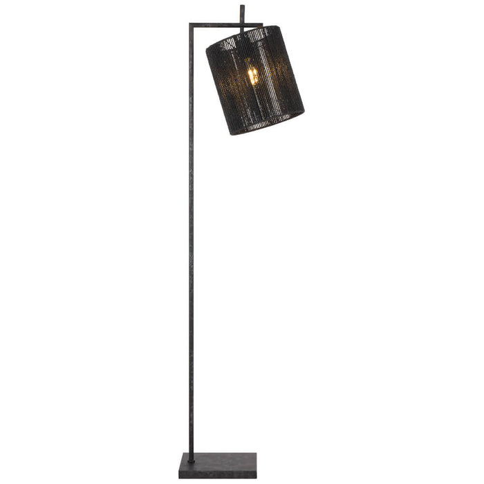 LYNDRA: Metal Floor Lamp with Natural Fiber Shade (Available in Black & Natural)