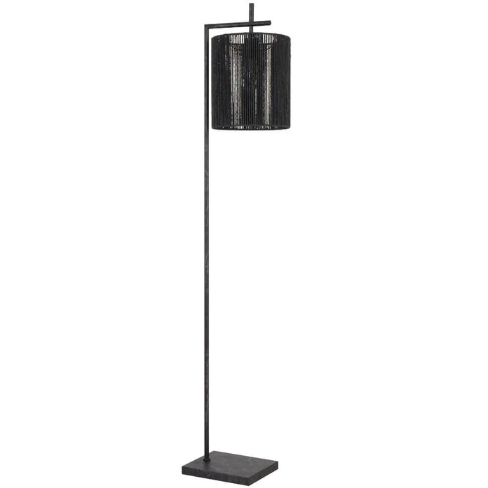 Telbix LYNDRA: Metal Floor Lamp with Natural Fiber Shade (Available in Black & Bronze)