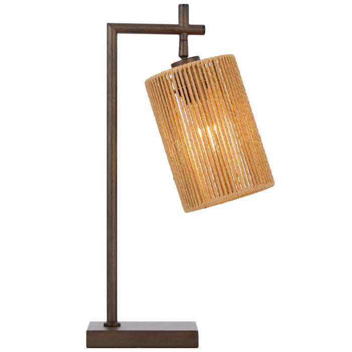 LYNDRA: Metal Table Lamp with Natural Fiber Shade (Available in Black & Natural)