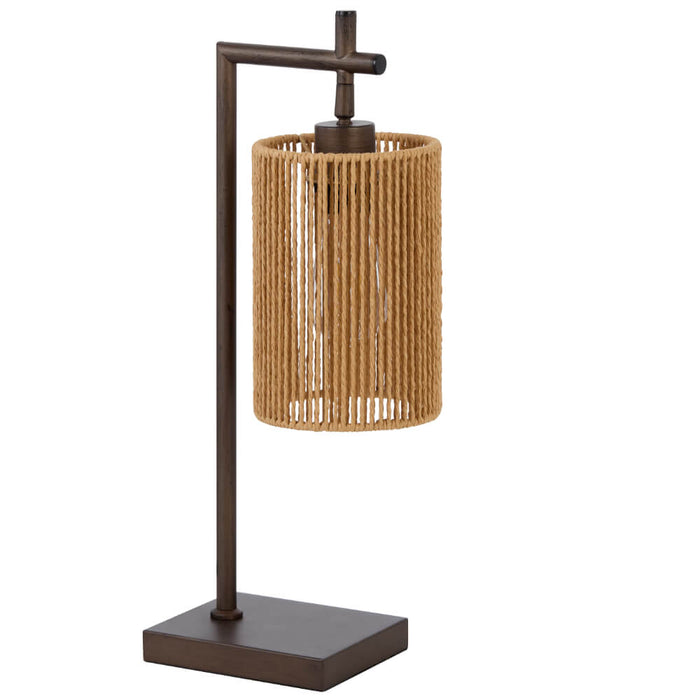 LYNDRA: Metal Table Lamp with Natural Fiber Shade (Available in Black & Natural)