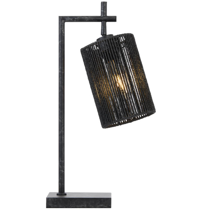 LYNDRA: Metal Table Lamp with Natural Fiber Shade (Available in Black & Natural)