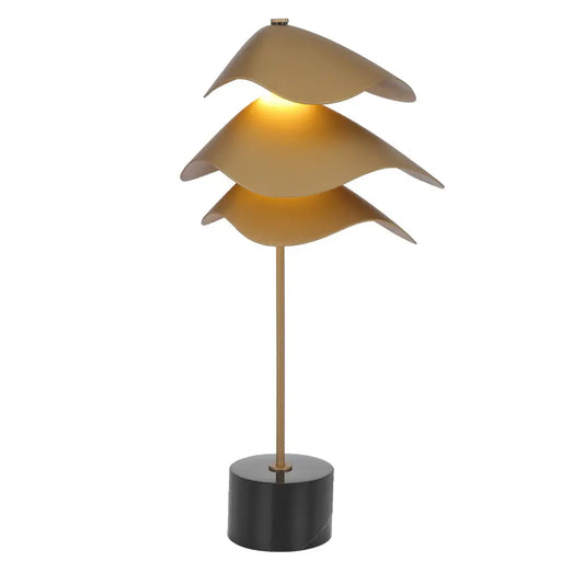 Telbix MAPEL: Antique Brass LED Table Lamp with Black Marble Base