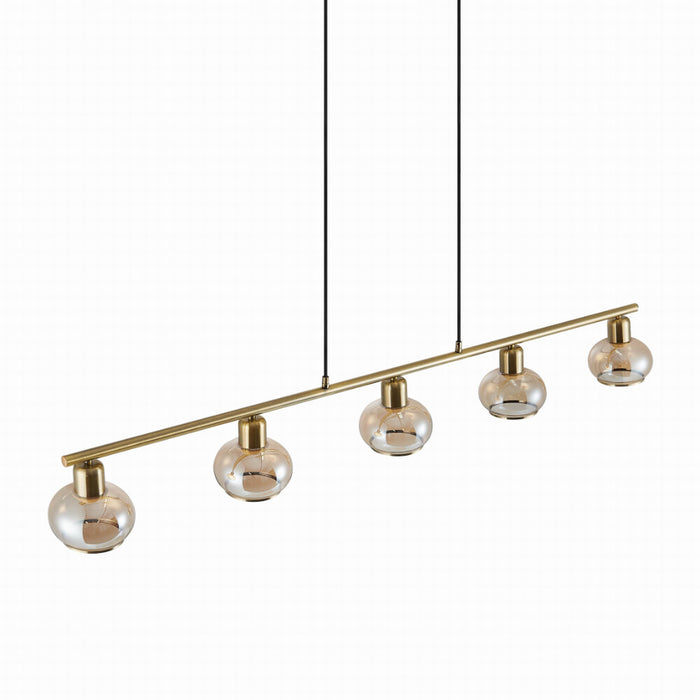 MARBELL: 5 Light Glass Pendant (Available in Antique Brass and Black)