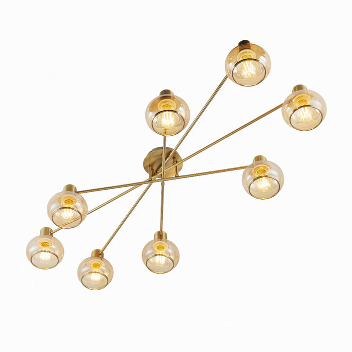MARBELL: 6 & 8 Light Close to Ceiling Glass Pendant (Available in Antique Brass and Black)