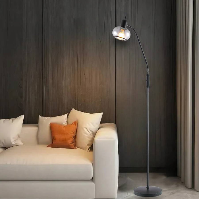 MARBELL: Elegant Floor Lamp with Glass Shade (Available in Antique Brass & Black)