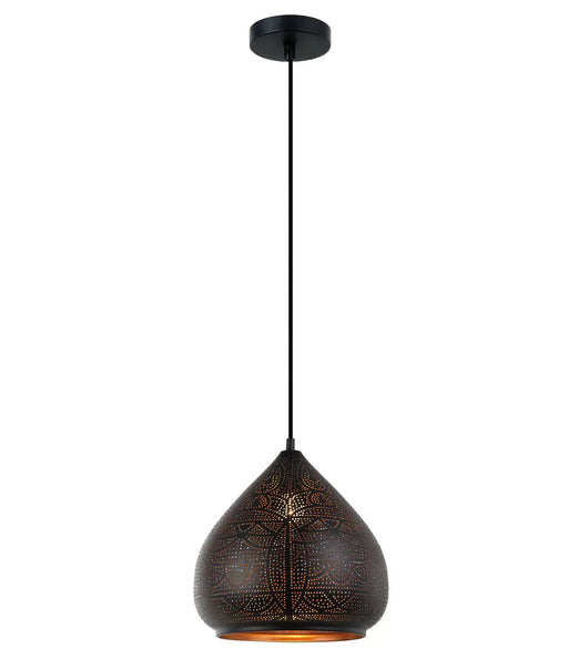 CLA MARRAKESH: Ellipse Shaped Bohemian Pendant with Gold Interior (Available in Black & White)
