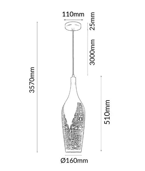 MARRAKESH: Bottle Shaped Bohemian Interior Pendant Light (Available in Black & White)
