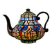 G&G Bros MAUVE: Teapot Leadlight Table Lamp with Tulip Design