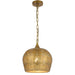 Telbix MERSIN: Antique Brass Pendant Light with Intricately Perforated Dome Shaped Metal Shade