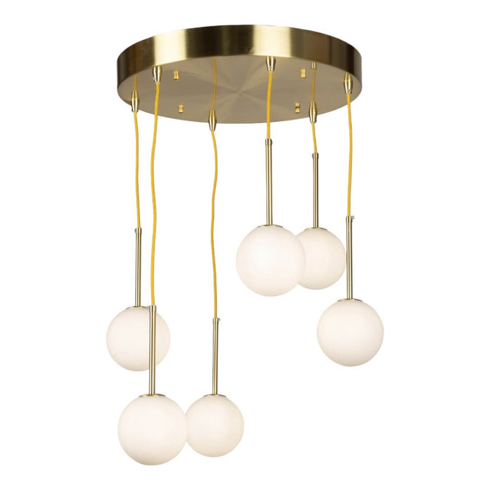 MIAMI-6L: 6 Light Glass Bubble Pendant Light (Available in Gold Opal, Gold Amber, Black Opal, Black Smoke & White Opal)