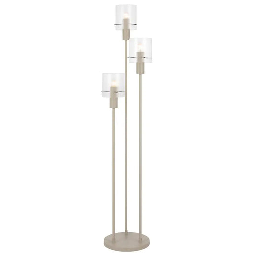 Telbix MIKA: 3 Light Grey Metal Floor Lamp with Glass Shade