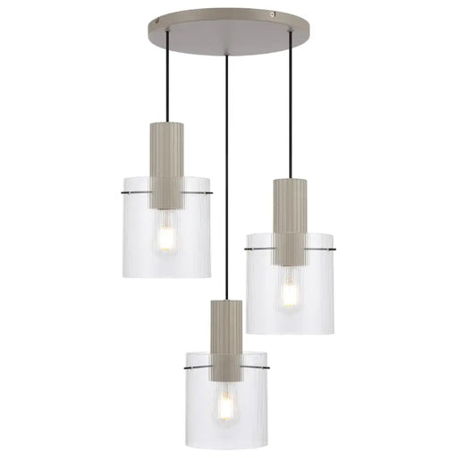 Telbix MIKA: 3 Light Glass Shade Drum Pendant Light