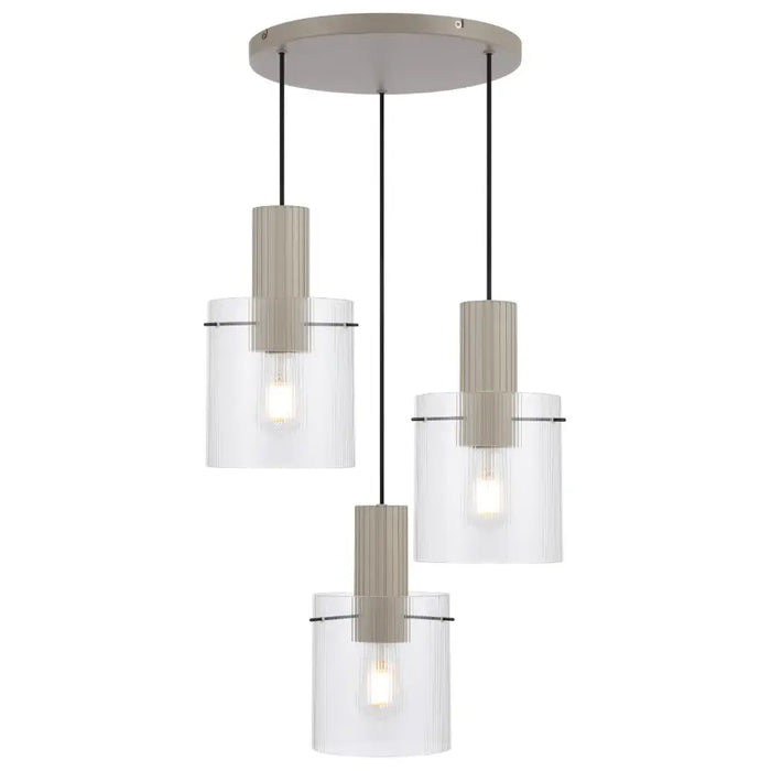 Telbix MIKA: 3 Light Glass Shade Drum Pendant Light