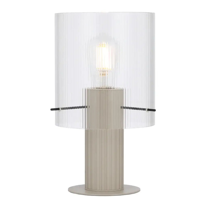 Telbix MIKA: Grey Metal Table Lamp with Glass Shade