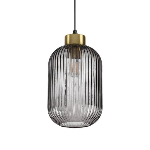 Ideal Lux MINT: Ribbed Glass Shade Pendant Light (Avail in Mint Green & Smoke, 3 Sizes)