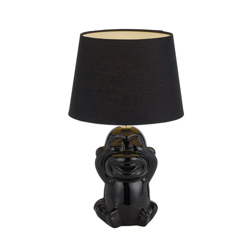 Telbix MISARU: Ceramic Decorative Table Lamp with Fabric Shade (Avail in Black, Blue, Gold Black, Pink & White)