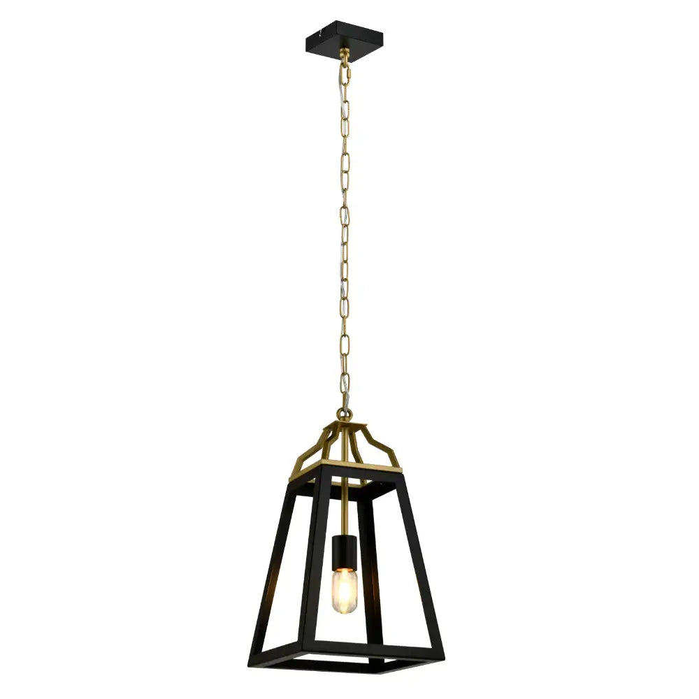 MONTEAL Black Metal Pendant Light with Gold Satin Crown Available in 1 Light 4 Light and 6 Light