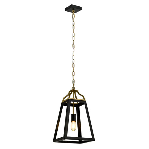 Telbix MONTEAL: Black Metal Pendant Light with Gold Satin Crown (Available in 1 Light, 4 Light and 6 Light)
