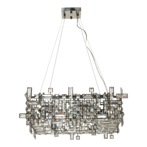 Fiorentino MONTECARLO: Square Chrome Crystal Pendant Light (Available in 8 Light and 12 Light)