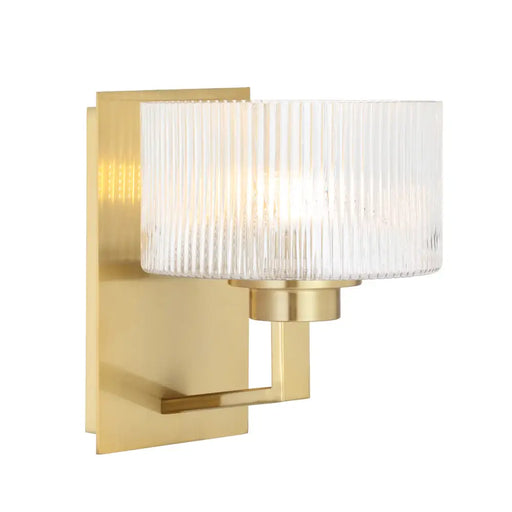Telbix MORENO II: Modern Wall Light with Ribbed Glass Shades (available in Antique Gold, Black & Antique Silver)