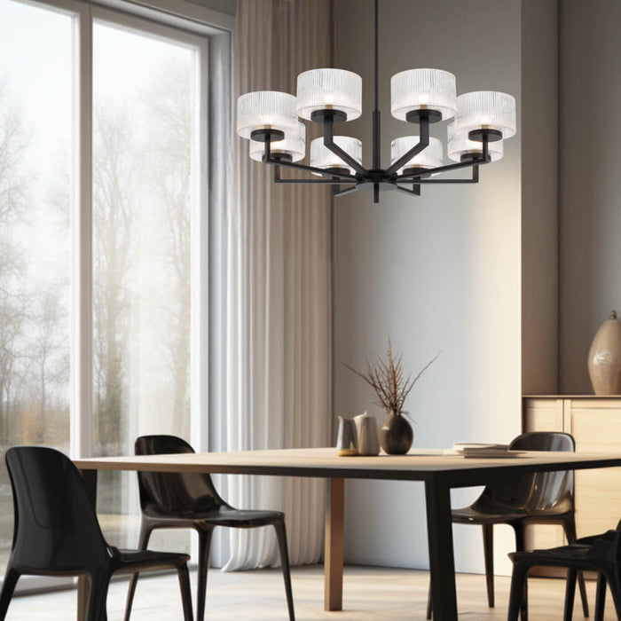 MORENO: Glass Pendant Light (Available in Black, Antique Gold, and Antique Silver | 3 Light, 5 Light and 8 Light)