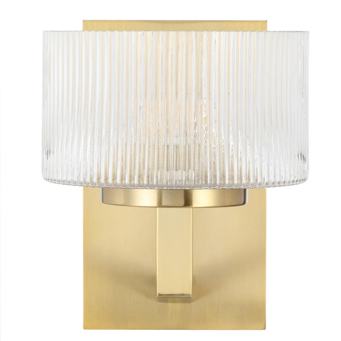 MORENO: Modern Wall Light with Ribbed Glass Shades (available in Antique Gold, Black & Antique Silver)