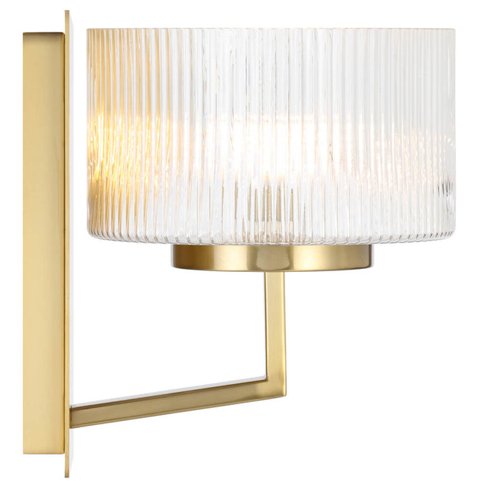 MORENO: Modern Wall Light with Ribbed Glass Shades (available in Antique Gold, Black & Antique Silver)