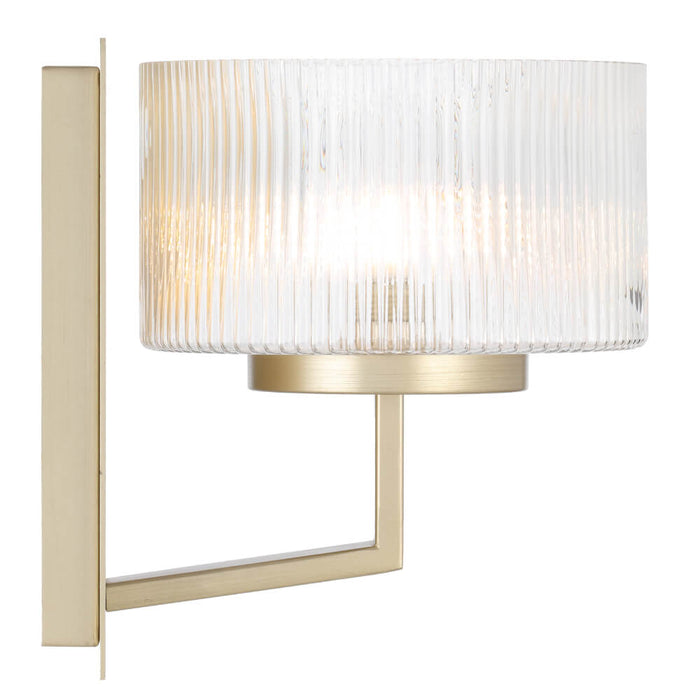 MORENO: Modern Wall Light with Ribbed Glass Shades (available in Antique Gold, Black & Antique Silver)