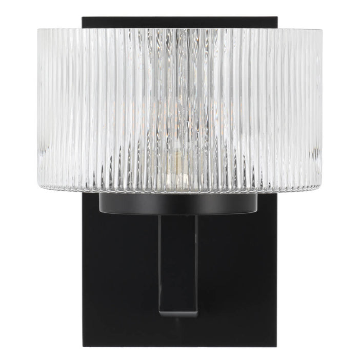 MORENO: Modern Wall Light with Ribbed Glass Shades (available in Antique Gold, Black & Antique Silver)