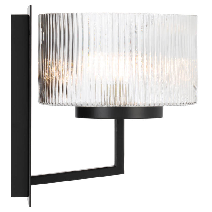 MORENO: Modern Wall Light with Ribbed Glass Shades (available in Antique Gold, Black & Antique Silver)