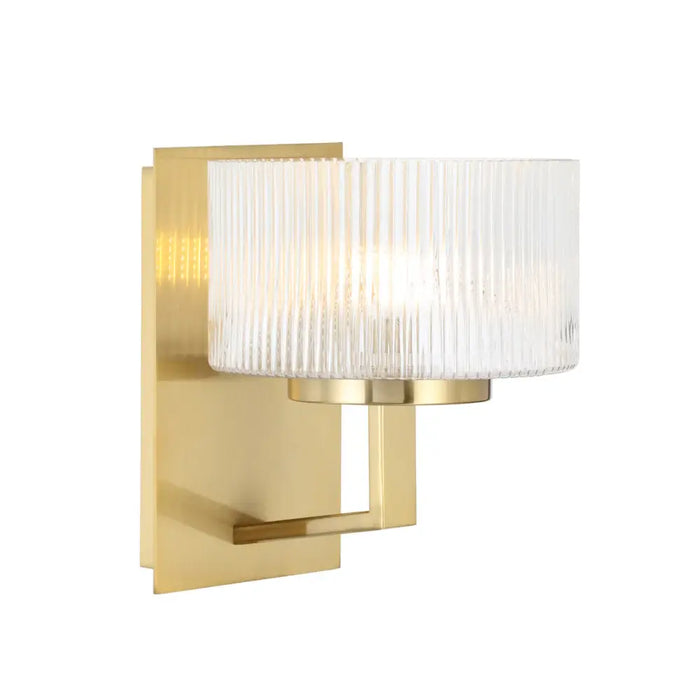 MORENO: Modern Wall Light with Ribbed Glass Shades (available in Antique Gold, Black & Antique Silver)