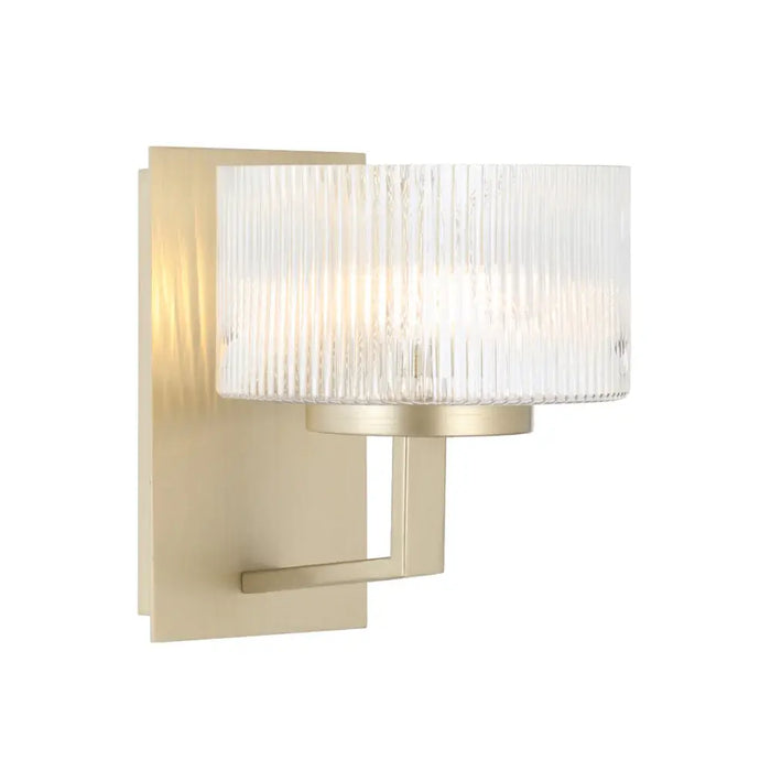 MORENO: Modern Wall Light with Ribbed Glass Shades (available in Antique Gold, Black & Antique Silver)