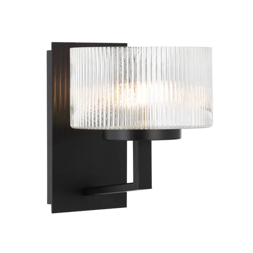 Telbix MORENO: Modern Wall Light with Ribbed Glass Shades (available in Antique Gold, Black & Antique Silver)