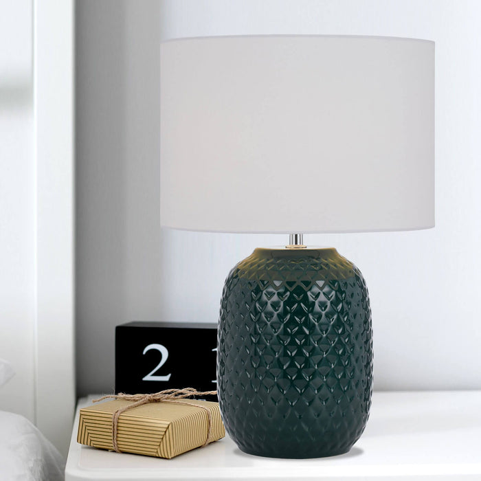 MOVAL: Ceramic Table Lamp with White Fabric Shade