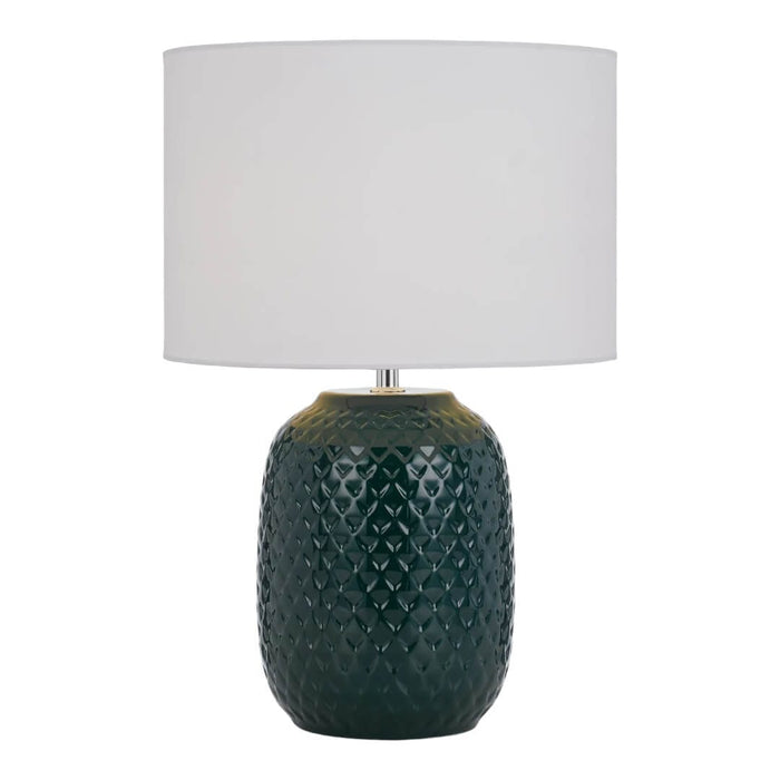 Telbix MOVAL: Ceramic Table Lamp with White Fabric Shade
