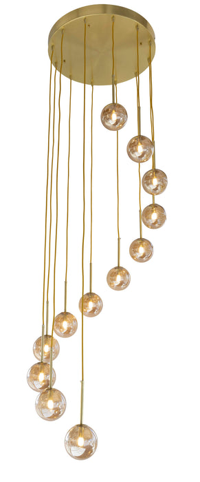 MIAMI-12L: 12 Light Glass Bubble Pendant Light (Available in Black Opal, Black Smoke, Gold Opal, Gold Amber, & White Opal)