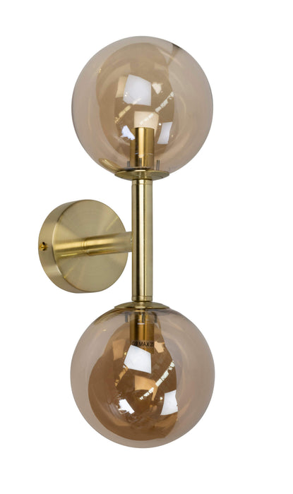 MIAMI A2: 2 Light Round Glass Wall Light (Available in Gold Opal, Gold Amber, Black Opal, Black Smoke & White Opal)