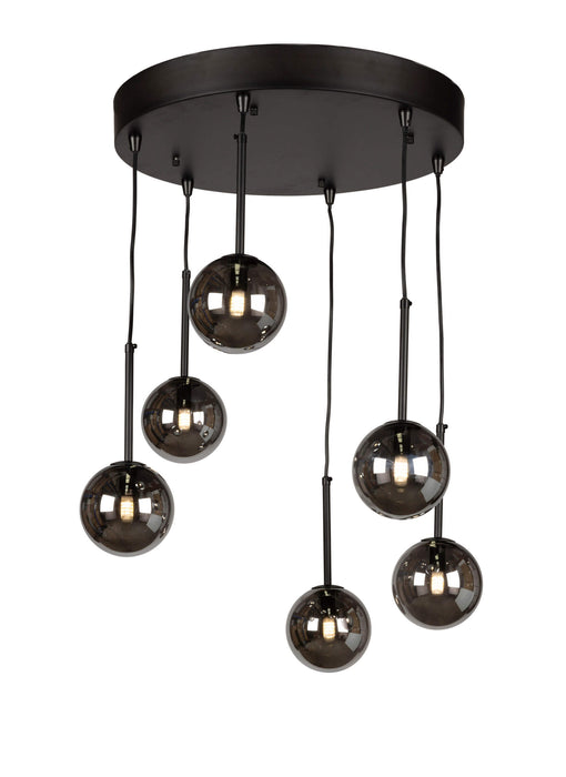 MIAMI-6L: 6 Light Glass Bubble Pendant Light (Available in Gold Opal, Gold Amber, Black Opal, Black Smoke & White Opal)