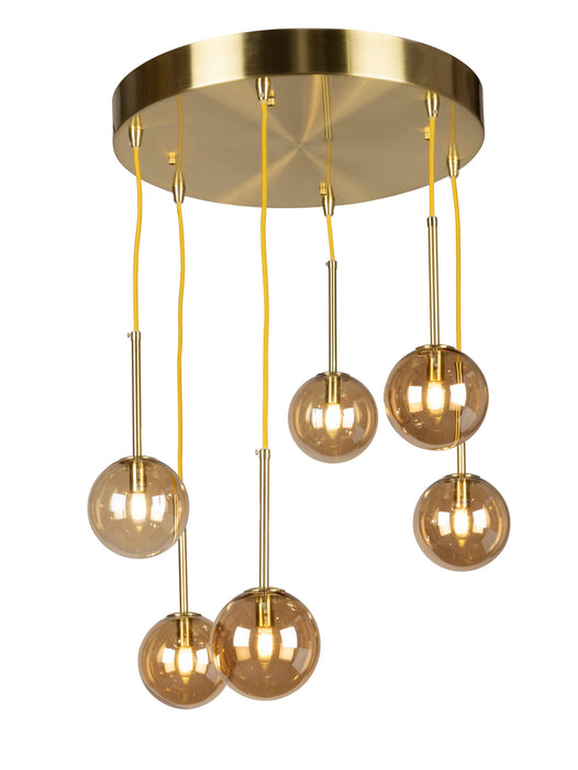 MIAMI-6L: 6 Light Glass Bubble Pendant Light (Available in Gold Opal, Gold Amber, Black Opal, Black Smoke & White Opal)