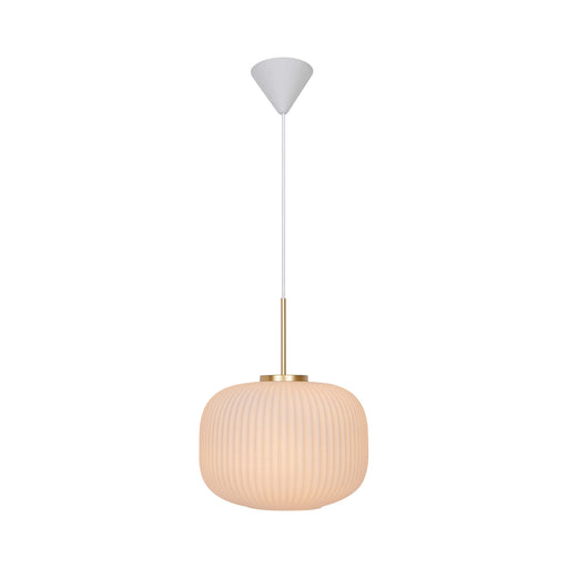 Nordlux MILFORD Brass Pendant Light with Opal White Glass Shade (avail in 20cm & 30cm)