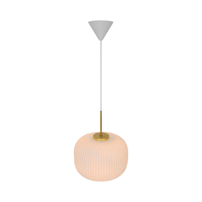 MILFORD  Brass Pendant Light with Opal White Glass Shade (avail in 20cm & 30cm)