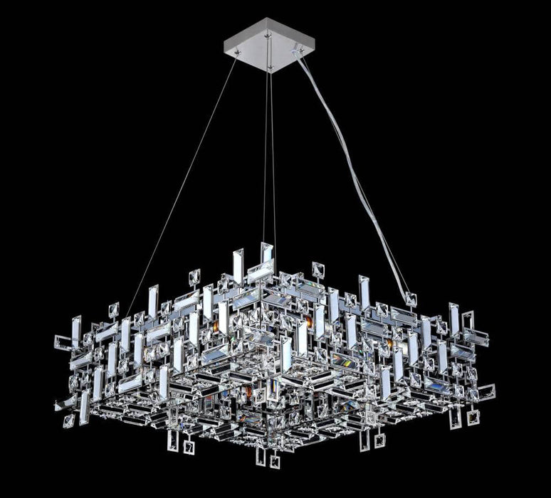 MONTECARLO: Square Chrome Crystal Pendant Light (Available in 8 Light and 12 Light)