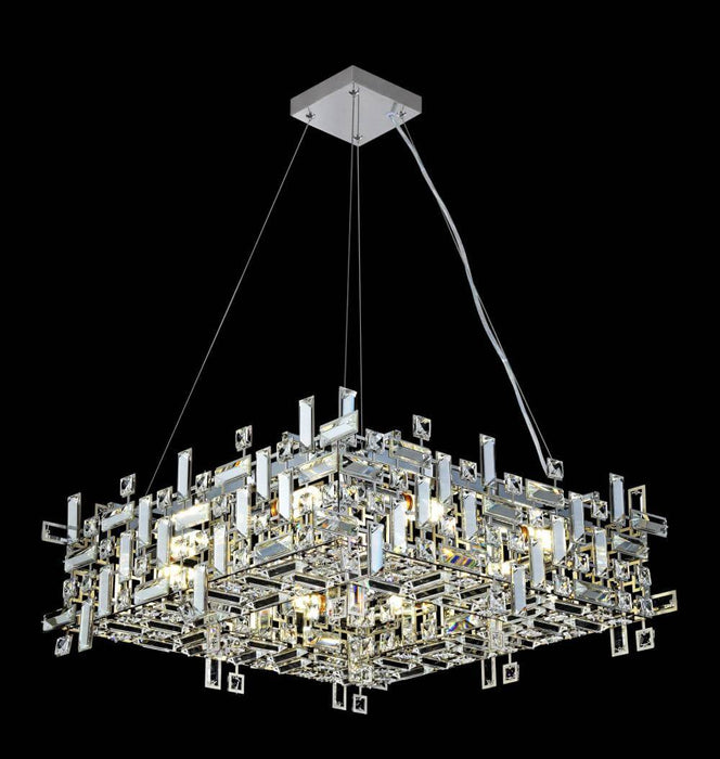 MONTECARLO: Square Chrome Crystal Pendant Light (Available in 8 Light and 12 Light)