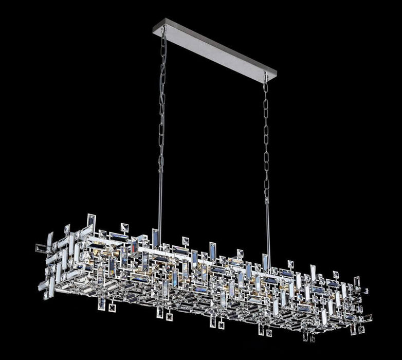 MONTECARLO: 12 Light Chrome Crystal Linear Pendant Light