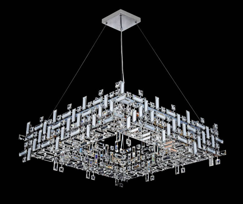 MONTECARLO: Square Chrome Crystal Pendant Light (Available in 8 Light and 12 Light)