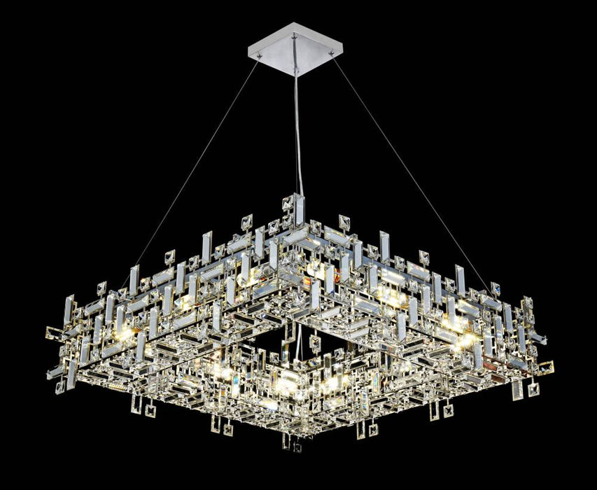 MONTECARLO: Square Chrome Crystal Pendant Light (Available in 8 Light and 12 Light)